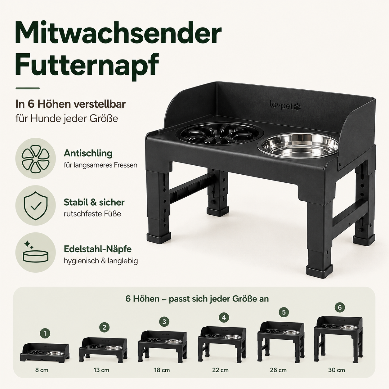 Höhenverstellbarer Futternapf – Für eine gesunde Fresshaltung